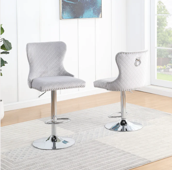 MICHEAL (ZB-7131) GREY/SILVER BARSTOOL